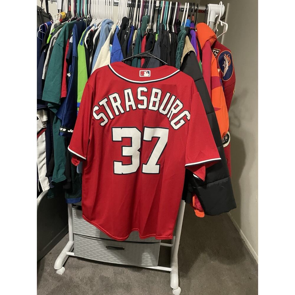 Size XL- Washington Nationals Jersey Mens Majestic Strasburg - Picture 2 of 3
